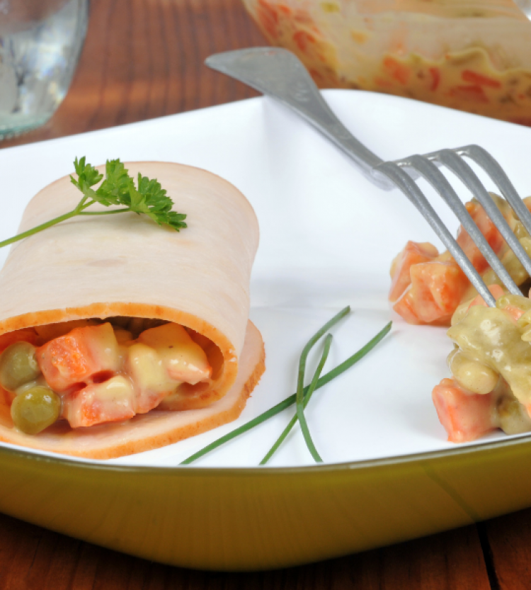 Ham roll with mayonnaise